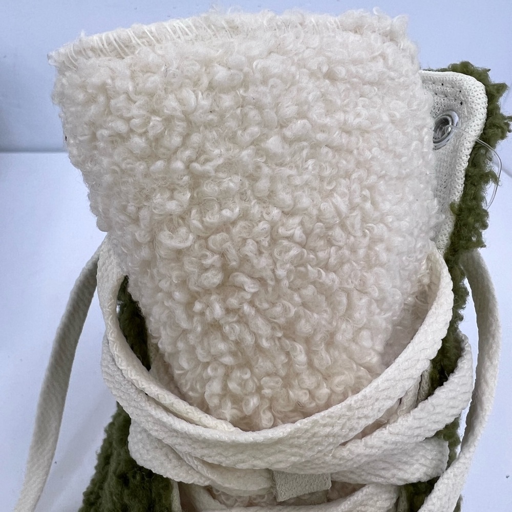 CONVERSE💯CHUCK TAYLOR ALL STAR SHERPA PLATFORM“DARK MOSS BOLD MANDARIN” SIZE 6 - Picture 10 of 13